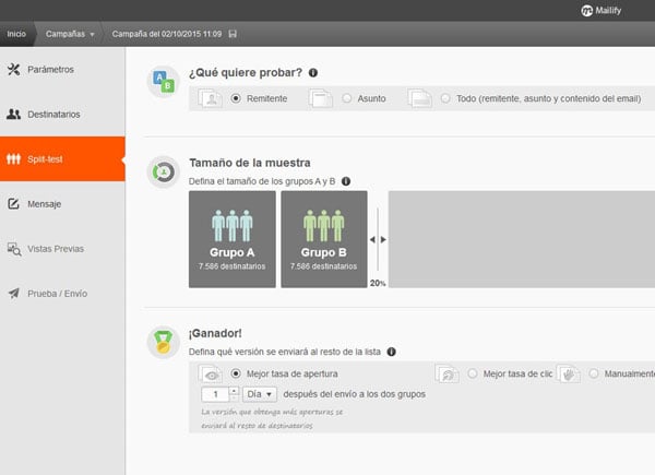 Extension email marketing splitAB