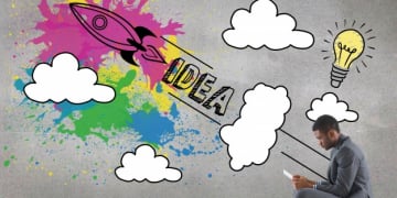 businessman sitting with creative illustration 1134 510