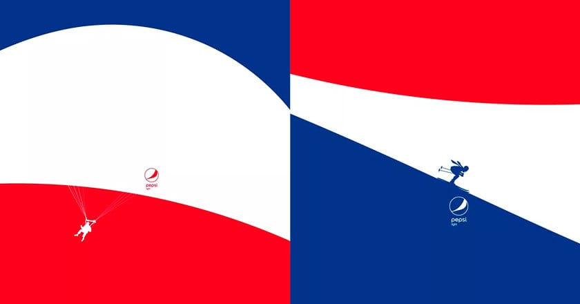 Pepsi realizó la campaña gráfica minimalista “Feel Light” 1 pepsi baja