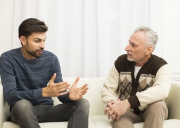 young guy aged man sitting sofa 23 2148030251