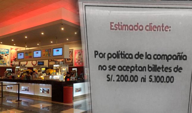 Clientes denuncian cadena de cines por no aceptar billetes de S/200 1 Clientes denuncian cadena de cines por no aceptar billetes de S/200