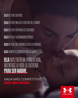 La labor de madre no dura solo 8 horas, sino 24/7, es el mensaje de Under Armour 5 UA MAMA print