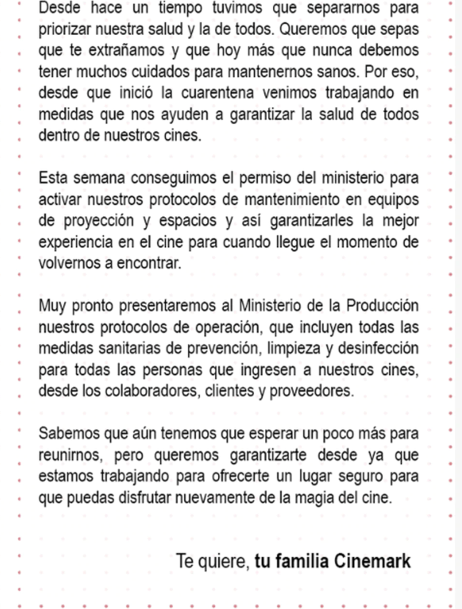 Cadenas de cine alistan protocolos y anuncian pronta reapertura 2 cinemark