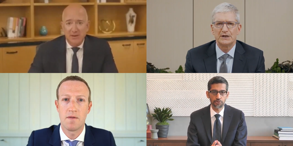 "Son demasiado poderosas": Comité antimonopolio critica duramente a Amazon, Apple, Facebook y Google 2 CEOs