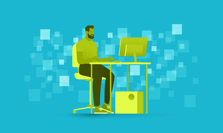 ilustración de hombre recibiendo  estudios online 