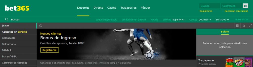 Pagina de Bet365 para apostar online