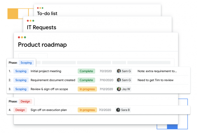 Pantalla de Google Tables versión beta.