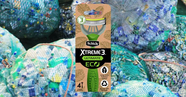 Shick maquina de afeitar de plastico reciclado