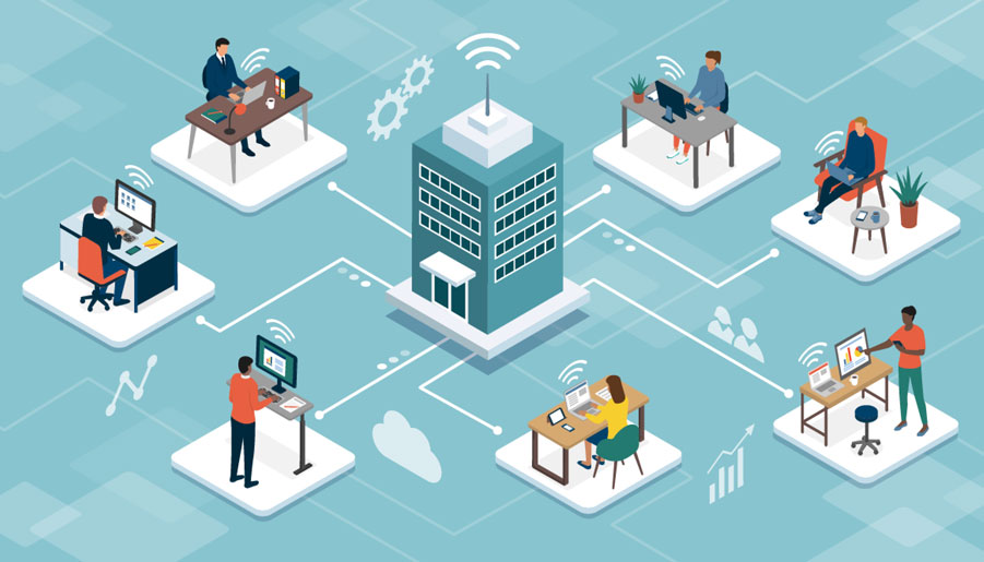 Ilustración sobre teletrabajo.