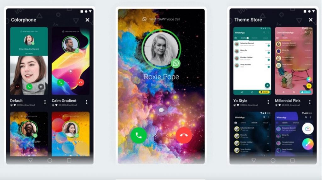 Pantallas con muestras para descargar WhatsApp Plus.