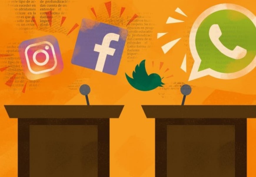 Ilustración de libros de marketing político.