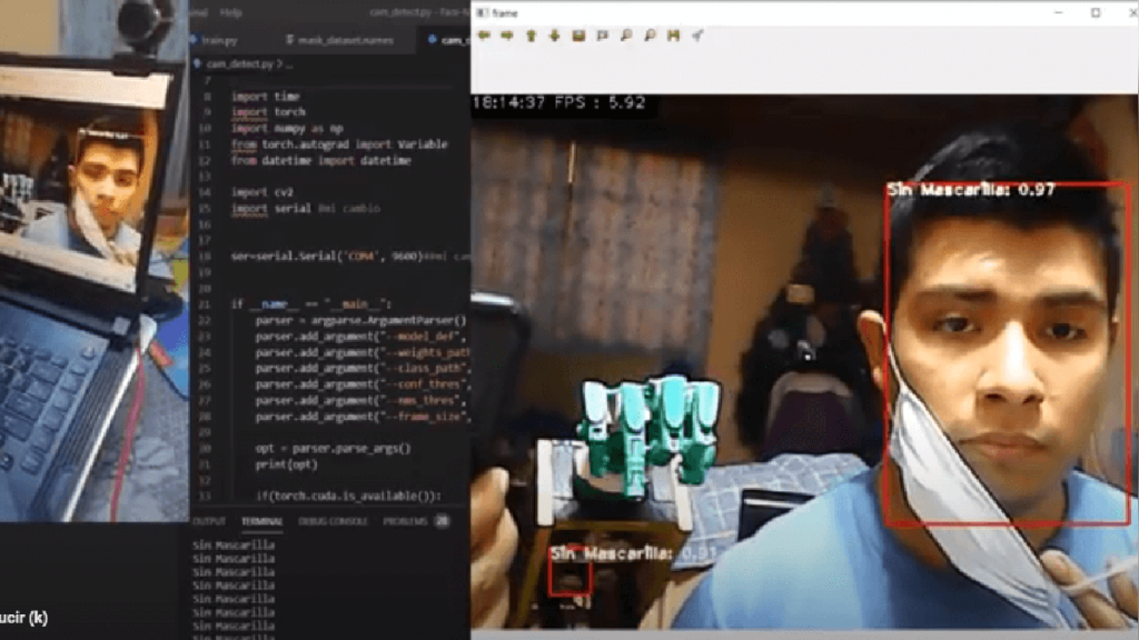 Perú crea robot para detectar a personas sin mascarillas 2 Robot detecta a personas sin mascarilla