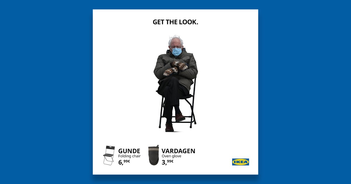 Ikea aprovecha meme de Bernie Sanders y lo hace protagonista de su nueva campaña "Consigue el look" 1 bernie ikea