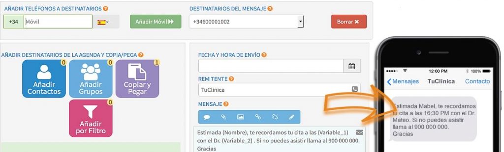 ¿Cómo funciona el SMS marketing? 4 captura pantalla base de datos sms marketing
