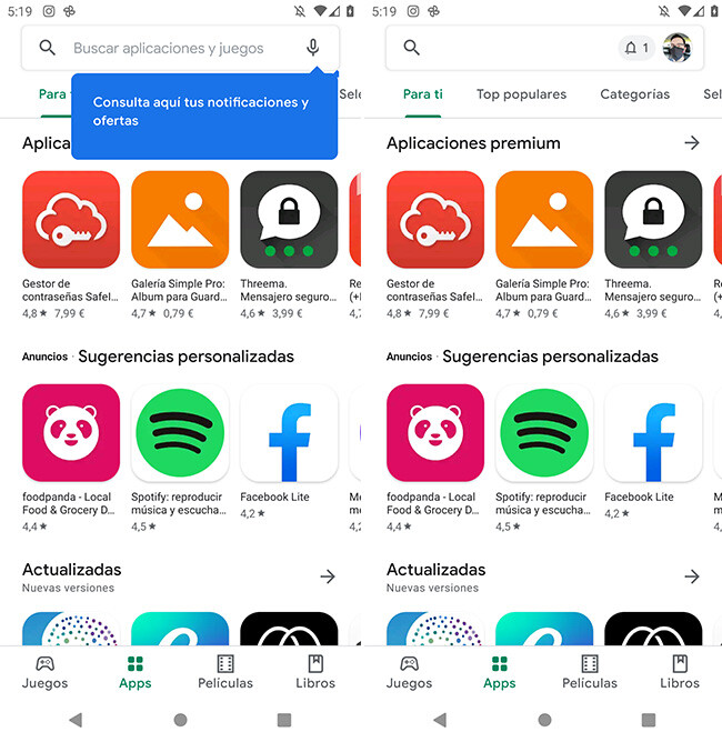 No más "menús de hamburguesa": así quedará Google Play Store con su nuevo diseño 2 play store4