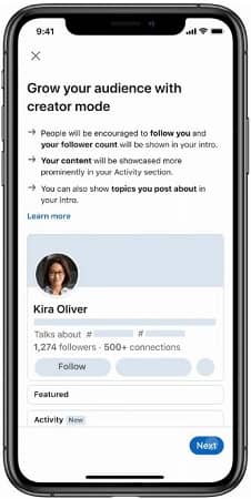 Así se verá el nuevo perfil interactivo e inclusivo de Linkedin 4 creator mode