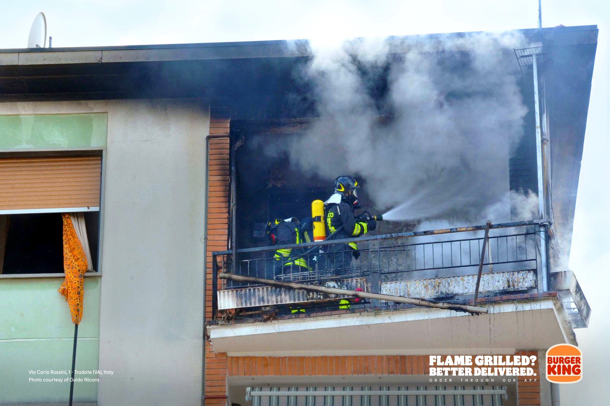 Inusual campaña exterior de Burger King: un incendio en Italia sirvió de promoción de su servicio delivery 1 kv ibd bk ooh resized