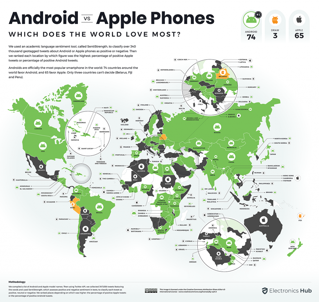 01 Android vs Apple Phones World Map
