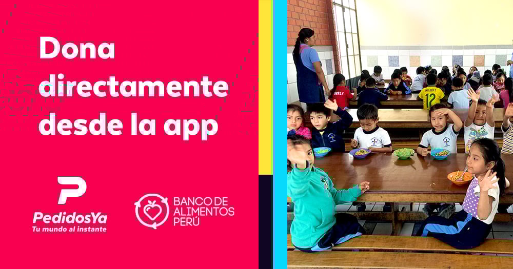 Miles de donaciones se podrán realizar directamente desde aplicativo PedidosYa en alianza con el Banco de Alimentos