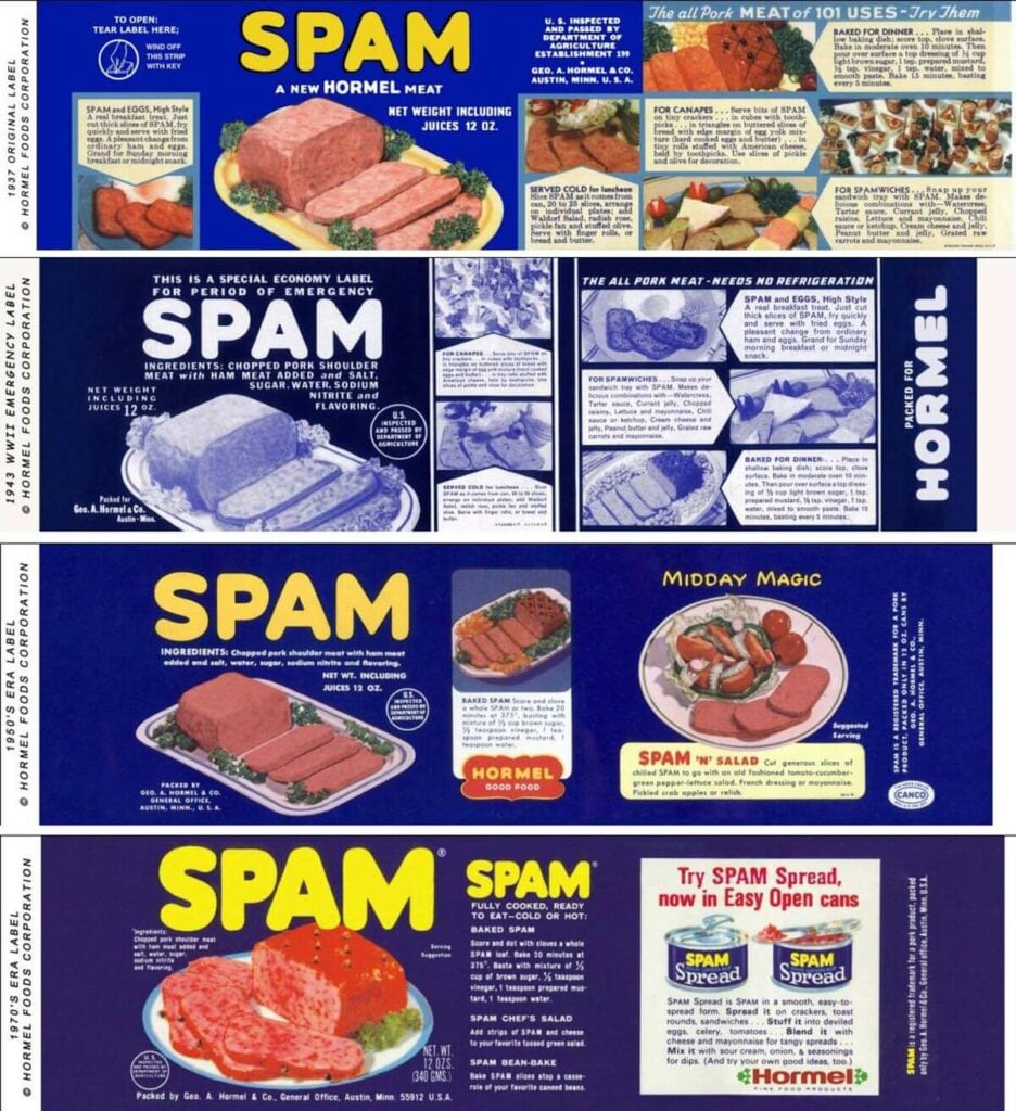 Spam comida enlatada correo no deseado