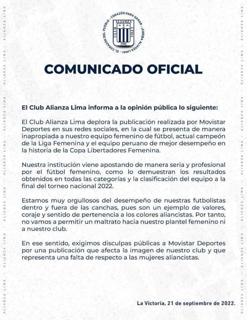¿Por qué causó controversia una gráfica de Movistar Deportes en alusión a Alianza Lima? 3 ¿Por qué causó controversia una gráfica de Movistar Deportes en alusión a Alianza Lima?