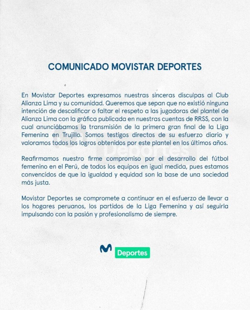 ¿Por qué causó controversia una gráfica de Movistar Deportes en alusión a Alianza Lima? 4 ¿Por qué causó controversia una gráfica de Movistar Deportes en alusión a Alianza Lima?