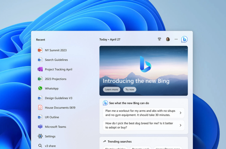 Windows 11 se actualiza e incorpora Bing con tecnología IA