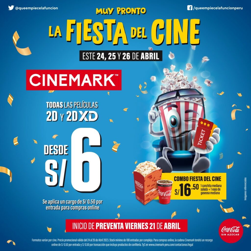 ¡Precios de película! Vuelve la 'Fiesta del Cine' con entradas a solo 6 soles 2 cinemark