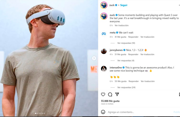 Meta presenta sus nuevos lentes de realidad virtual Quest 3 2 zuck