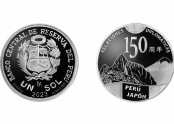 La moneda que celebra el aniversario 150 de las relaciones diplomáticas entre Perú y Japón