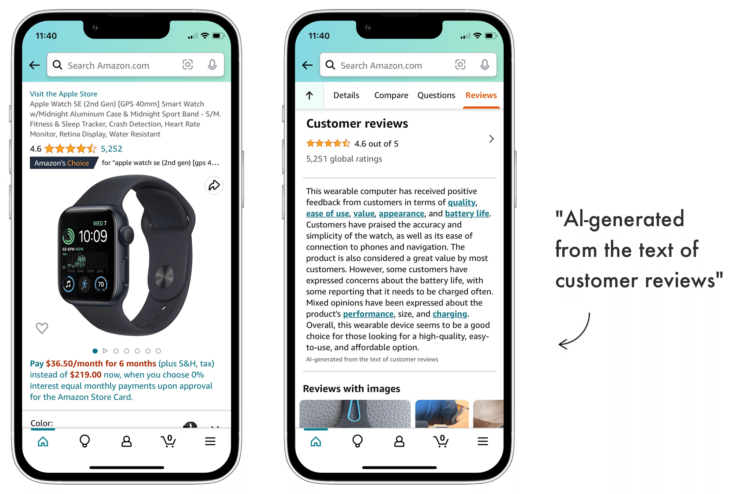 Amazon utiliza la IA para hacer resúmenes de reviews