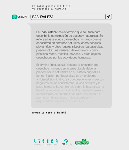 Compañías utilizan la IA para solicitar a la RAE que incluya la palabra "basuraleza" en el diccionario 2 Sin titulo 2