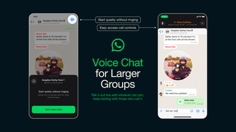 WhatsApp lanza chats de voz para grupos grandes de hasta 128 personas 1 voice