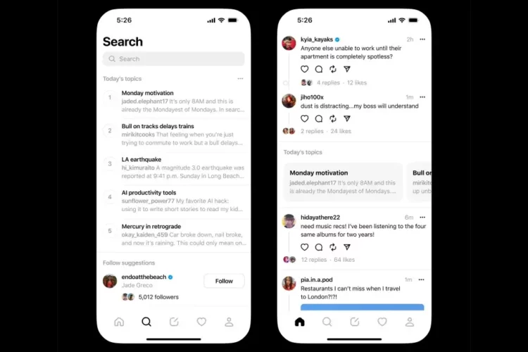 Threads agrega trending topics a su plataforma