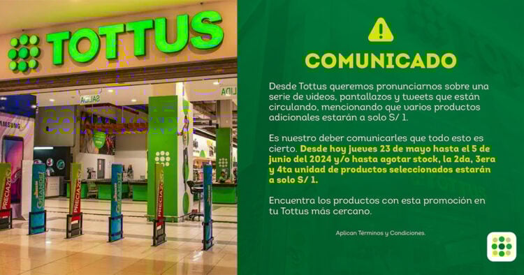 Tottus oficializa promoción viral que anuncia cientos de sus productos a un sol 1 portal2