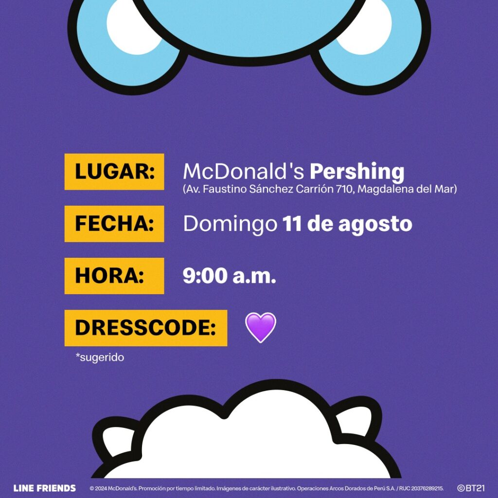 Mcdonald's y BTS se unen para lanzar su colección de juguetes en Perú y causan furor en los fans 2 McDonalds BT21 BTS Peru Cajita Feliz 2024 02
