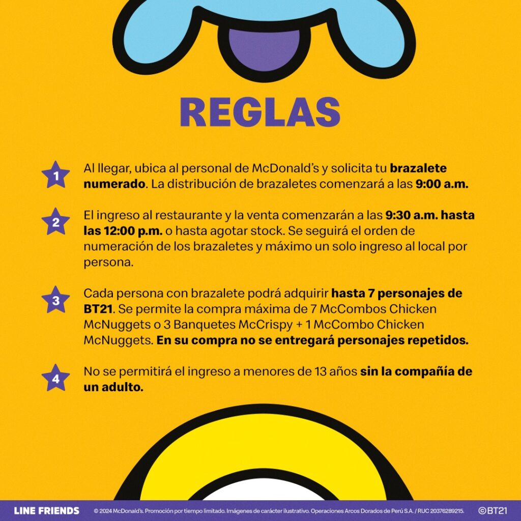 Mcdonald's y BTS se unen para lanzar su colección de juguetes en Perú y causan furor en los fans 3 McDonalds BT21 BTS Peru Cajita Feliz 2024 03