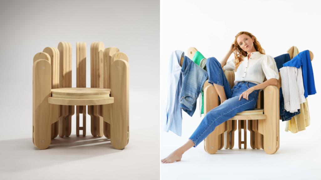 Esta creación confronta que la silla que acumula ropa en tu habitación es un problema de sostenibilidad 2 silla ropa