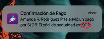 Yape previene transacciones falsas con la implementación de un código de seguridad 4 Notificacion de la recepcion del yapeo