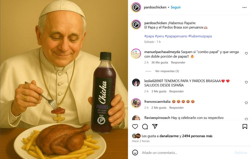 Marcas peruanas celebran la elección del nuevo Papa con creativos diseños en redes sociales 2 WhatsApp Image 2025 05 08 at 16.07.45 1