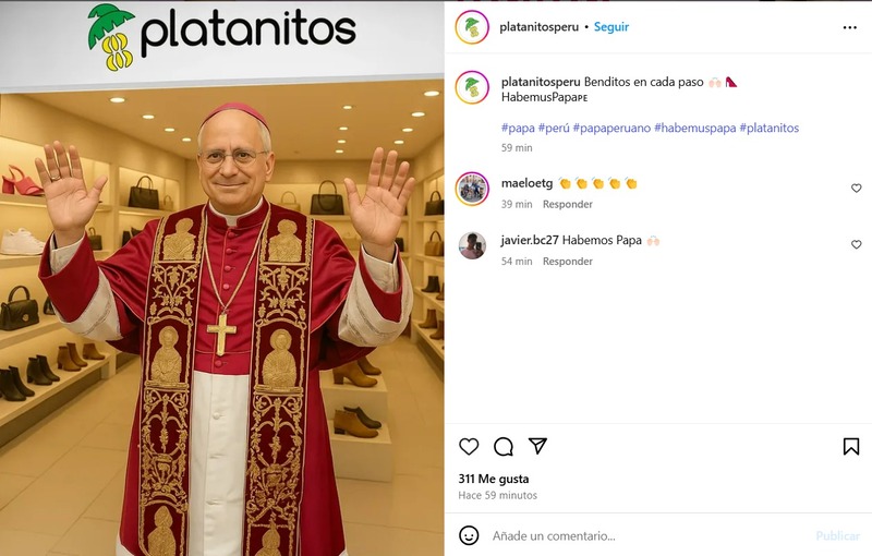 Marcas peruanas celebran la elección del nuevo Papa con creativos diseños en redes sociales 3 WhatsApp Image 2025 05 08 at 16.08.22 1