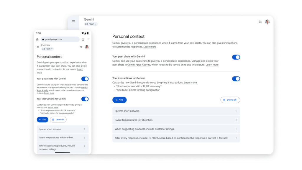 Personal context Past Chats