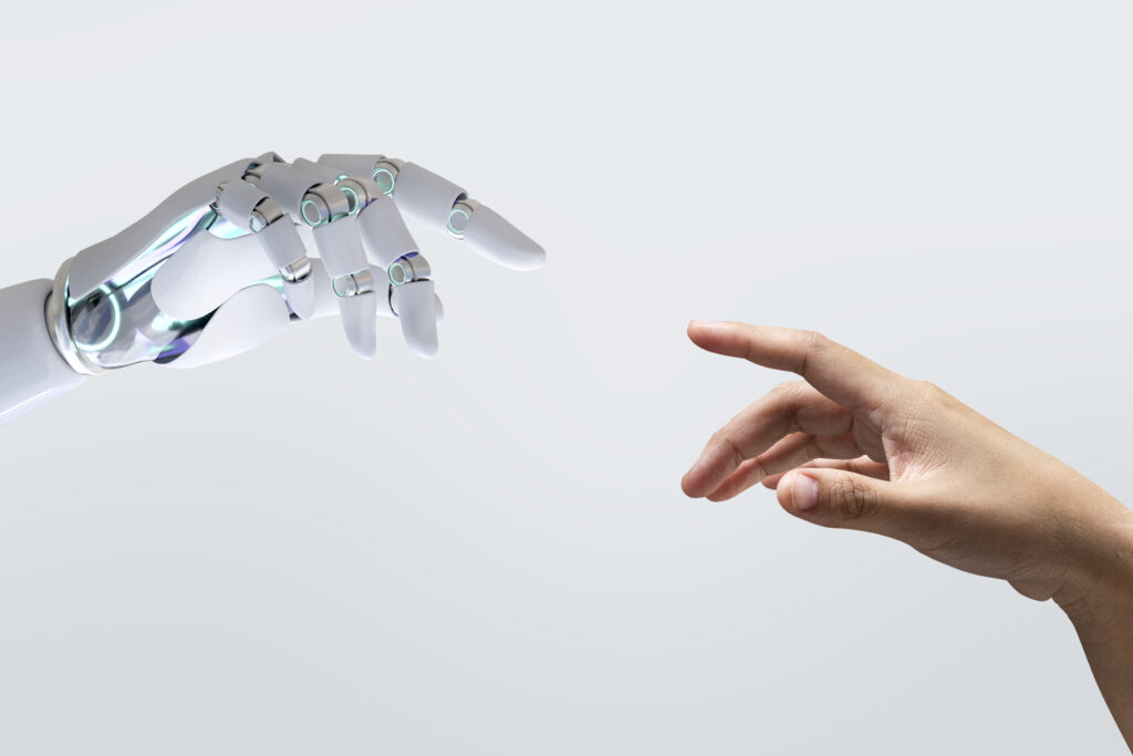 tecnologia de fondo de toque humano nueva version moderna de la creacion de adan
