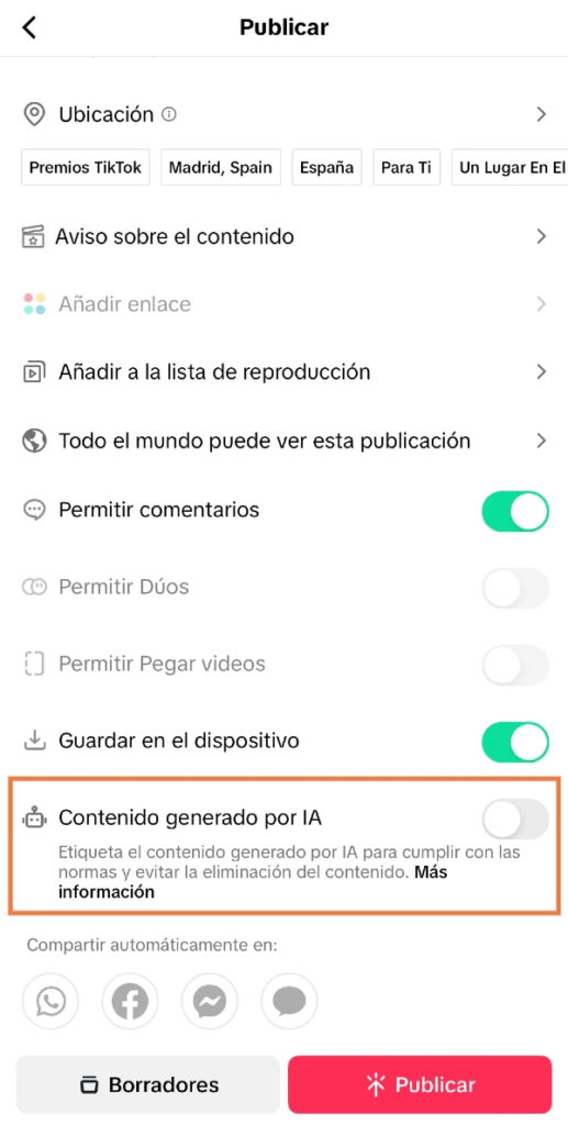 tiktok contenido generado ia