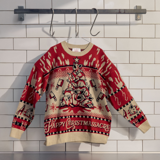 PETA pone a la venta ugly sweaters navideños con estampados explícitos 4 grafica cuerpo 94