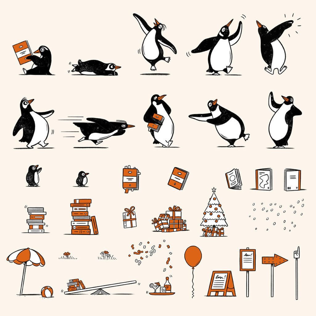 Penguin Random House le da vida a su icónico pingüino con divertidas ilustraciones 3 1772449021763 1024x1024 1