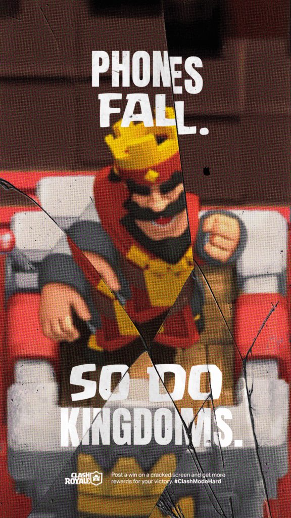 Clash Royale con pantalla rota.