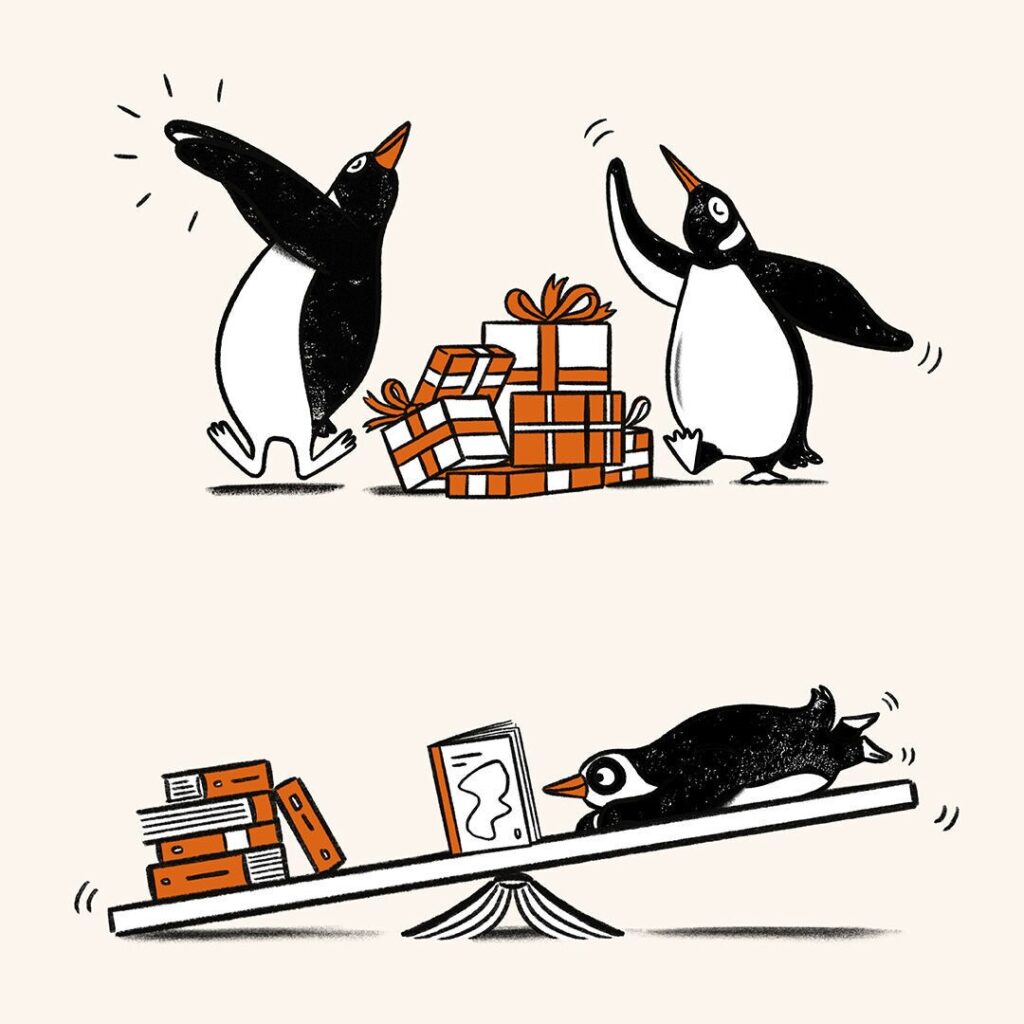 Penguin Random House le da vida a su icónico pingüino con divertidas ilustraciones 4 pinguino ilustracion prh 6