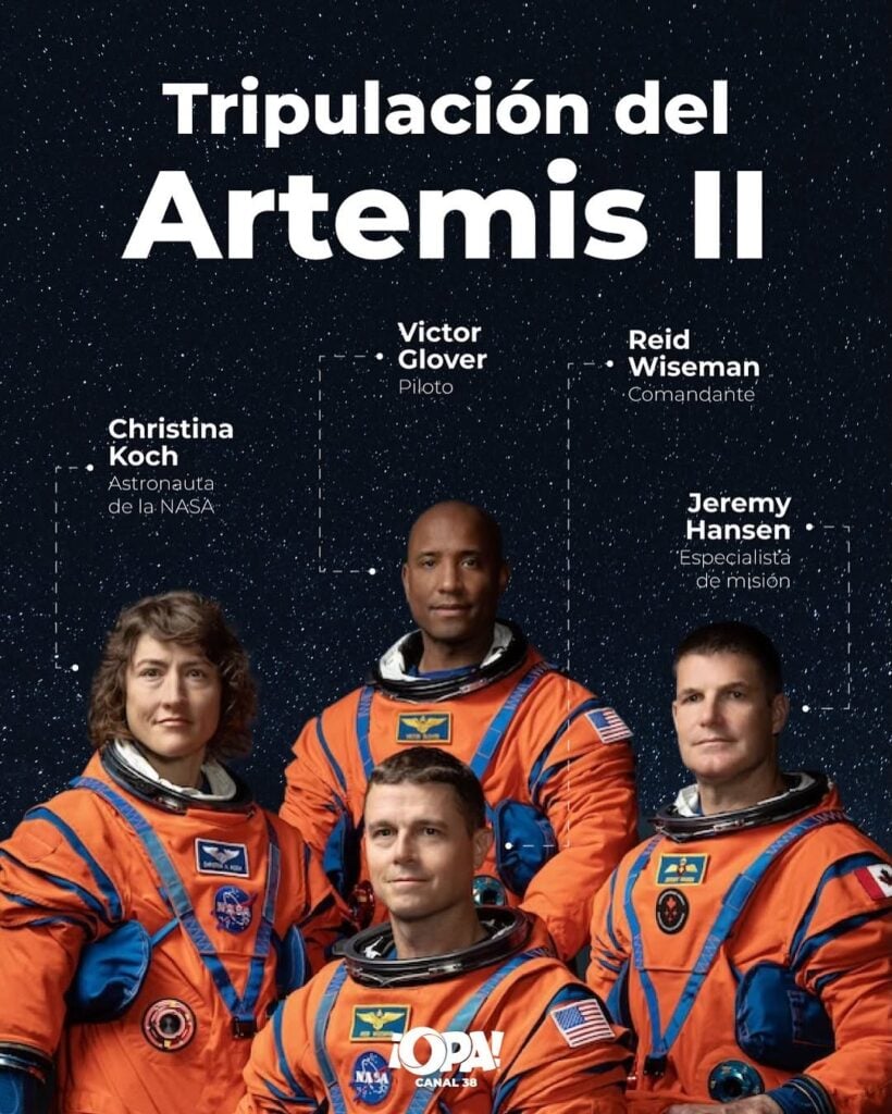 Estas son las plataformas de streaming que transmitirán el sobrevuelo lunar de Artemis II 2 Tripulación de Artemis II de la NASA.