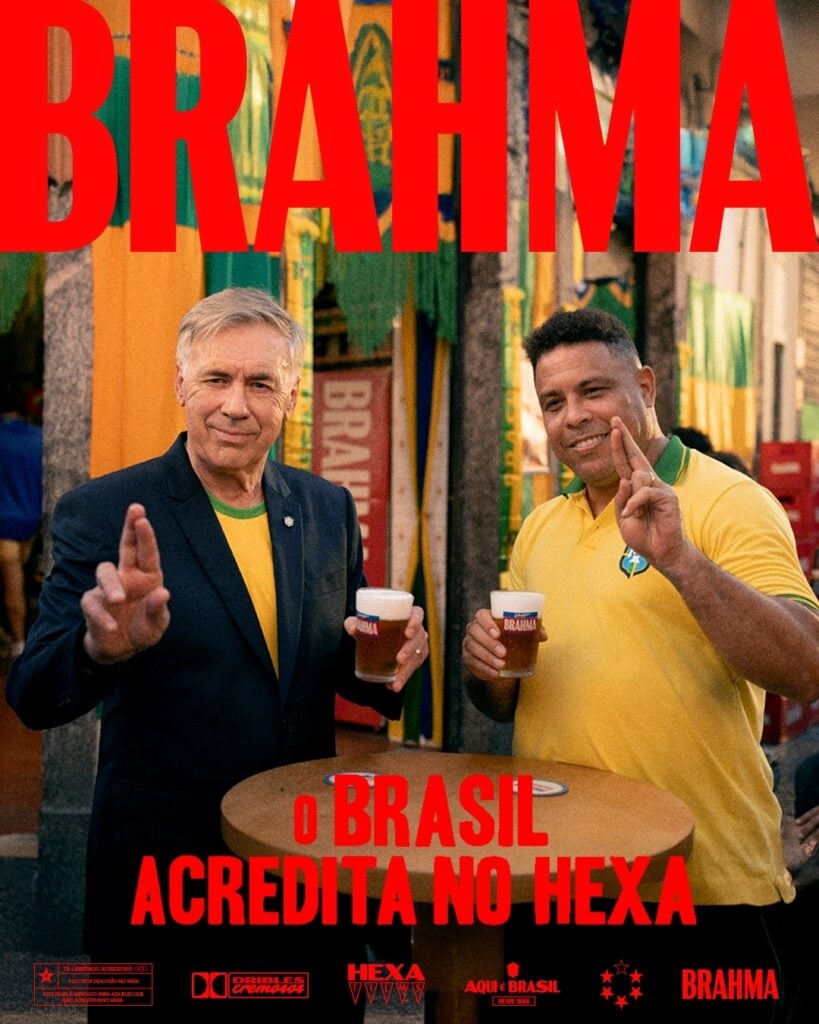 Brahma revive la mística del fútbol brasileño junto a Ronaldo Nazário y Carlo Ancelotti
